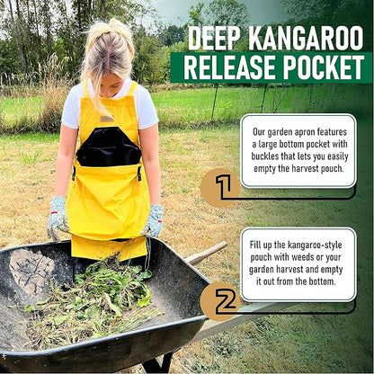 Grampa's Garden Apron - Cross Back Gardening Apron With Pockets For Women & Men | Harvest Apron with Large Kangaroo Pouch