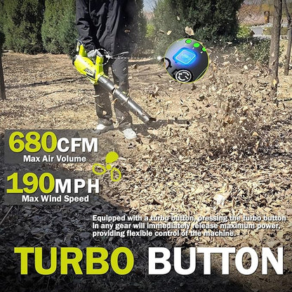 Leaf Blower Cordless,680CFM Electric Blower with 2 x 21V 6.0Ah Battery and Charger, 5-Variable Speed & Turbo Mode, Blowers for Lawn Care