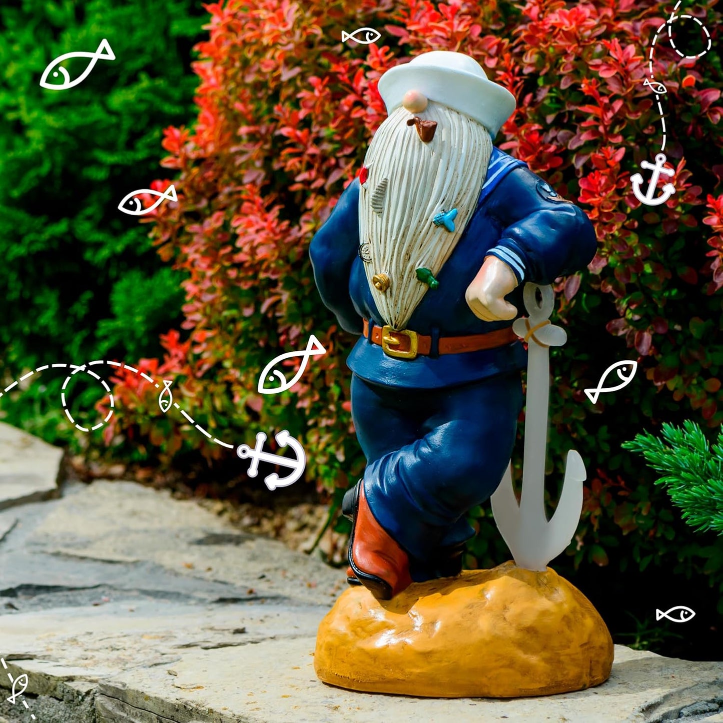 Navy Gnome 11.43" x 5.5", Funny Garden Gnomes, Gnomes Decorations for Yard, Patriotic Garden Decor, Navy Gifts, Army Gnome