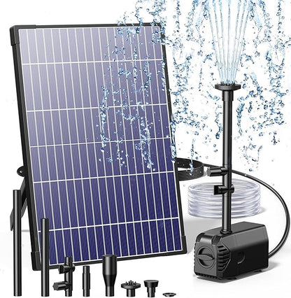 Biling 12W Solar Fountain Pump, Solar Pond Pump equipped filtration and anti-dry Protection, Solar Pond Fountain with PVC Tubing Various Nozzles Accessories for Water Garden & Pond Pumps