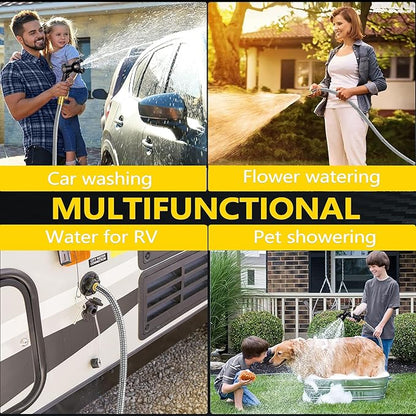 Metal Garden Hose 100 ft - Stainless Steel Garden Hose Leak-Proof with Layer Latex Core - 2025 Version/New Patented,Lightweight, Durable Hoses with Nozzles - Less-Kink Flexible Metal Water Hose