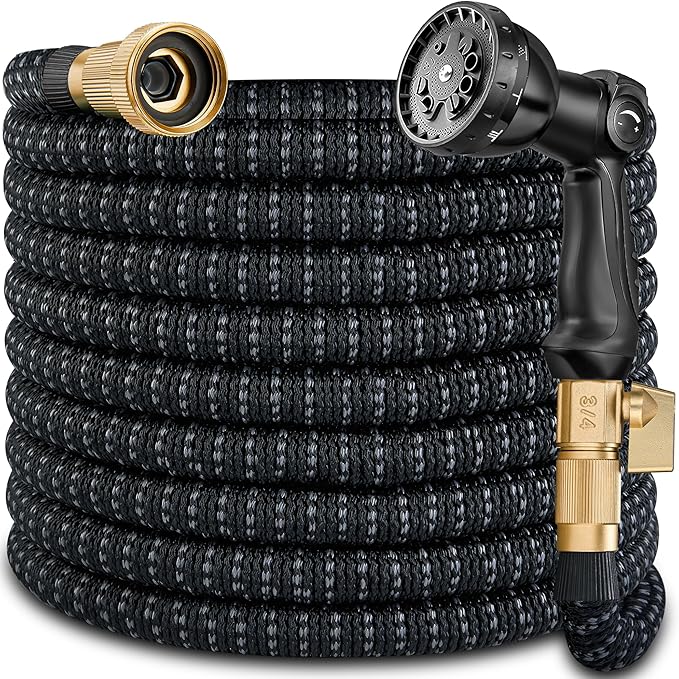 100 FT Garden Expandable Hoses - New Upgrated 2025 Flexible Water Hose - Kink-less Car Wash Pipes with Solid Brass Connector, Leakproof Lightweight Expanding Hoses for Yard,Pet