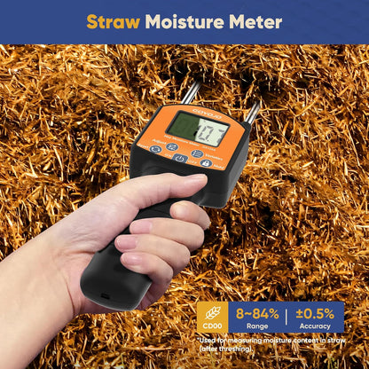 GS120A Hay Moisture Tester Meter – Portable Digital Probe Tester with LCD, 0-80% Moisture Range, for Alfalfa, Leymus, Orchard Grass, Straw Bales Fast Accurate Digital Sensor Hay bale Moisture Meter