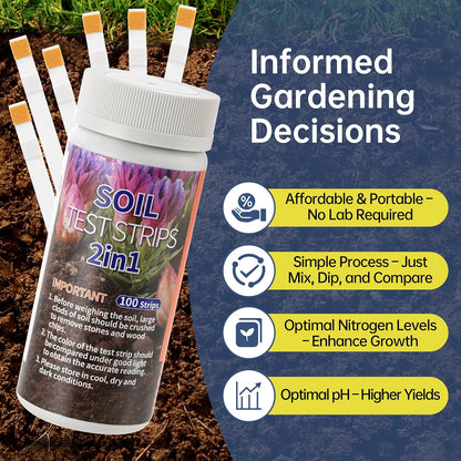 AAwipes Soil pH & Nitrogen Test Kits 2 in 1 Soil Testing Kits with Test Tube 100 Pcs Test Soil for Garden Lawn Grass Flower Vegetable Compost Nutrients Plants (J02-100)