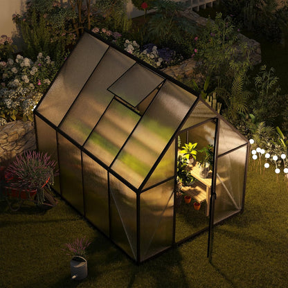 6x8 FT Greenhouse for Outdoors, Polycarbonate Greenhouse with Roof Vent, Enhanced Aluminum Large Walk-in Green House for Garden Backyard
