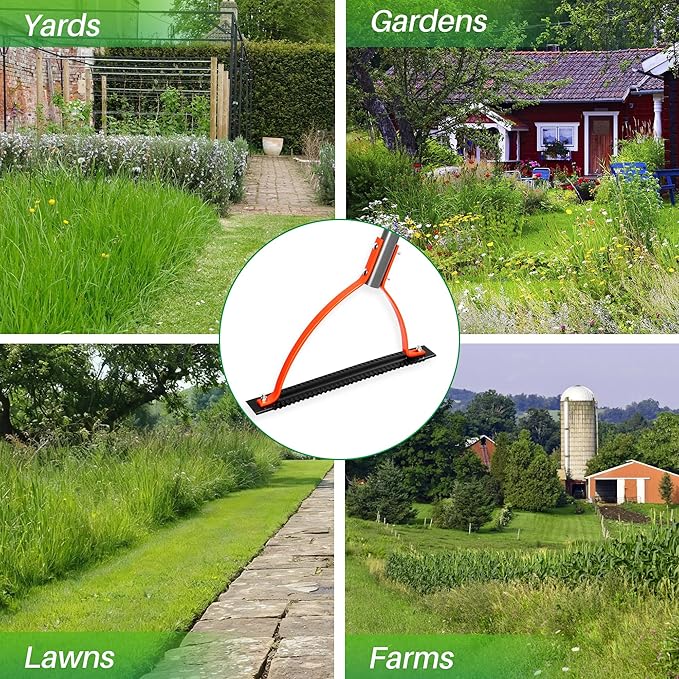 Walensee Weed Grass Cutter with Serrated Double-edged Sharp Blade Manual Grass Whip with 30 Inch Steel Handle Cut Overgrown Weeds Cutting Hand Tool Steel Sod Cutter for Garden, Yard, Field and Ditches