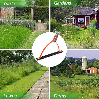 Walensee Weed Grass Cutter with Serrated Double-edged Sharp Blade Manual Grass Whip with 30 Inch Steel Handle Cut Overgrown Weeds Cutting Hand Tool Steel Sod Cutter for Garden, Yard, Field and Ditches
