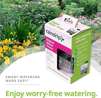 Raindrip Digital Hose-End Automatic Water Timer, Connects to Garden Faucets and Hose Bibbs, with Back-Lit LCD Screen for Drip Irrigation, Garden, Self-Watering, Grey