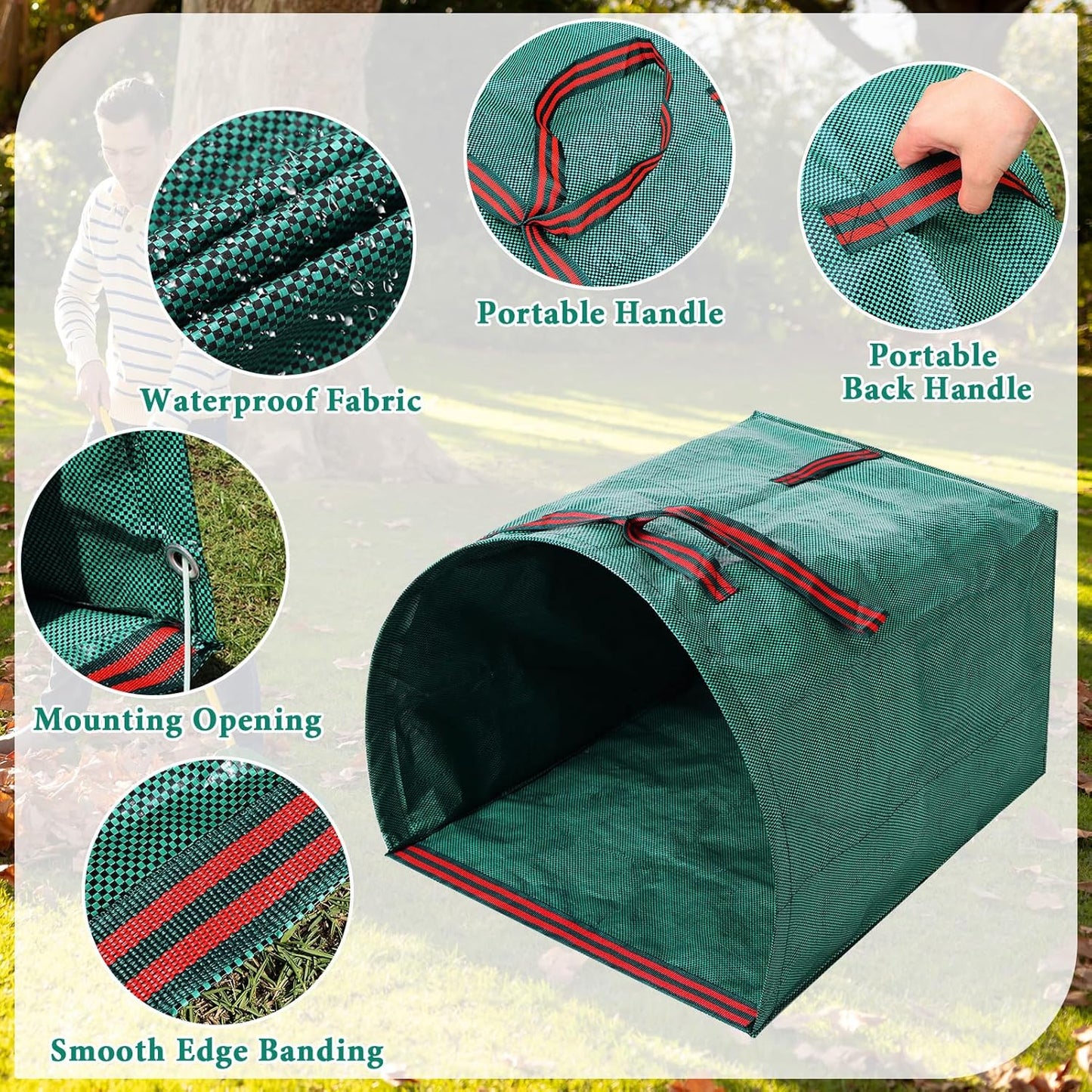 2 PCS 40 Gallon Leaf Collector - Heavy Collapsible Lawn & Leaf Bags, Leaves Pick up Tool Reusable Yard Waste Bags, Large Yard Dustpan Type Garden Bag for Leaves, Debris, Lawn Trash, Clippings, Grass