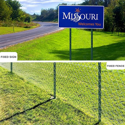 Metal Fence Post 4feet, Heavy Duty Garden Fence Post for Holding Wire Fence, Sign U Post Pack of 10 Sturdy Outdoor No Dig Fence Post for Garden Yard – Green