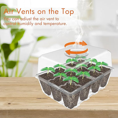 Gardzen 3 Pack Seed Starting Tray, Plant Germination Trays, Seed Starter Kit with Adjustable Humidity Vented Dome and Clear Base, Plant Growing Kit 6.6" x 4.5", Total 36-Cell, Clear