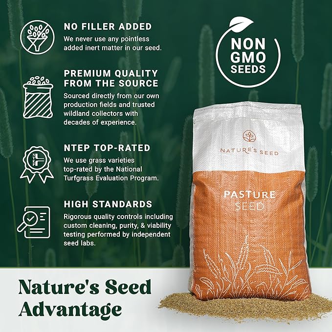 Nature’s Seed Timothy Pasture Grass Seed for Horse, Equine, Forage and Hay, Cool-Season Perennial, 5 Lbs