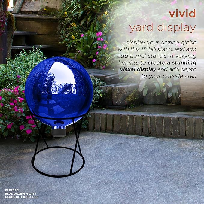 Alpine Corporation 11 Inch Tall Indoor Outdoor Gazing Globe Metal Display Stand, Black