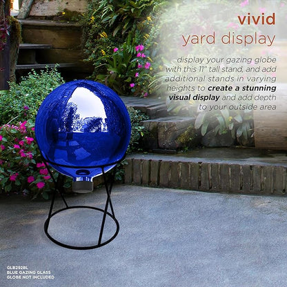 Alpine Corporation 11 Inch Tall Indoor Outdoor Gazing Globe Metal Display Stand, Black