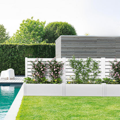 Casaphoria Raised Garden Bed with Trellis, 72"x47"x16" Planter Box with Open Bottom for Gardening Vegetables & Vines and Climbing Plants, White