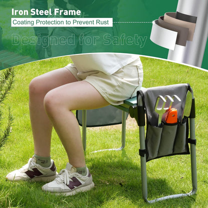 Garden Kneeler and Seat Bench Garden Workseat,Upgraded Smart Folding Gardening Bench Widen EVA Foam Kneeling Pad and Detachable Tool Pouch Portable Gardening Stools for Back Yard Outdoor Fishing