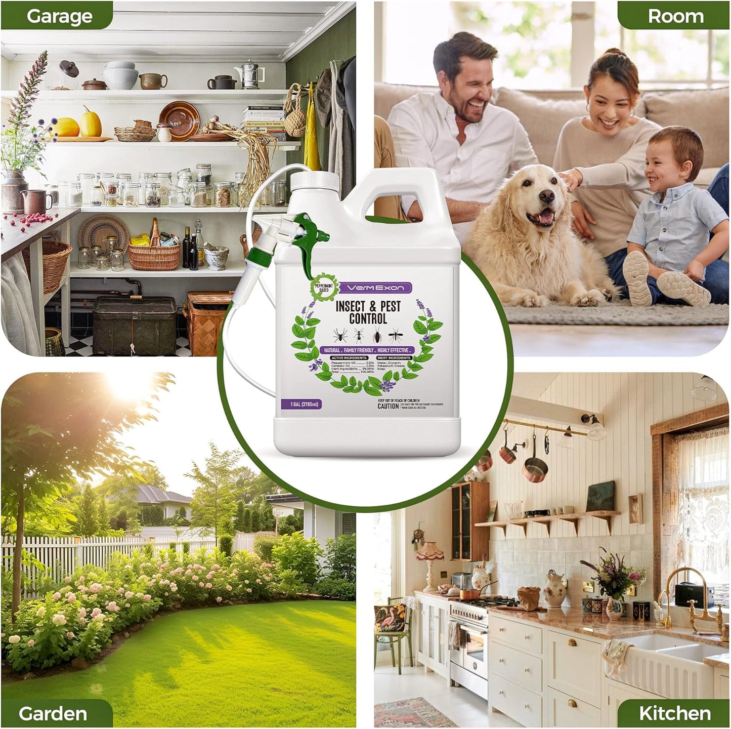 Peppermint Oil Insect & Pest Control Spray – 128oz Natural Plant-Based Bug Killer for Spiders, Ants, Flies, and Other Insects, Safe for Home & Kitchen Use