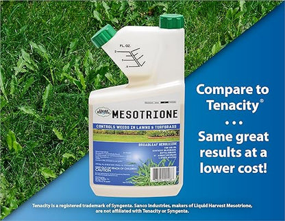 Liquid Harvest Mesotrione - 32oz - Mesotrione Concentrate (Compare to Tenacity) - Pre and Post-Emergent Weed Killer for Lawn and Turf Grasses