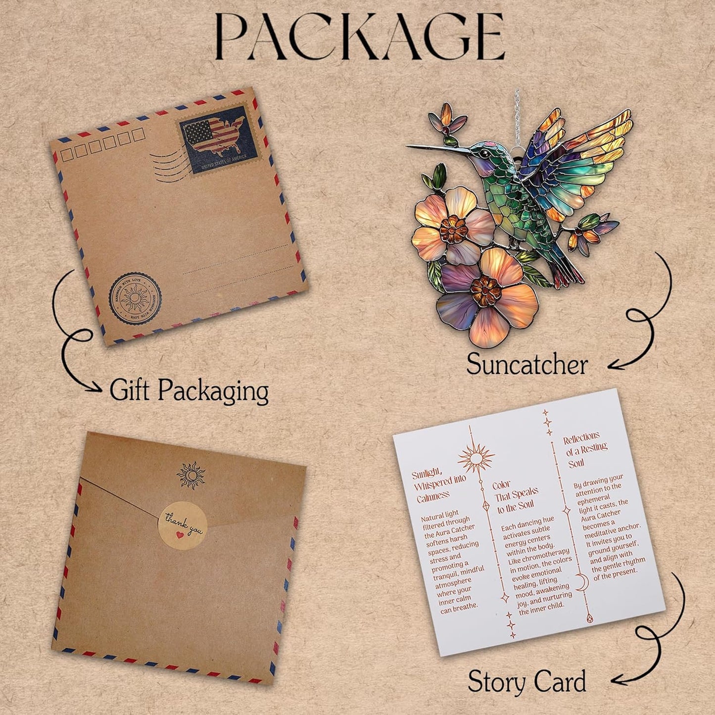 Hummingbird and Flower Acrylic Suncatcher Stained Glass Effect Window Car Hanging Christmas Ornament Outdoor Indoor Decor Garden Sun Catcher Panel for Bird Lover for Women Mom Grandma