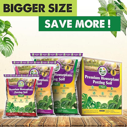 DUSPRO Recycle Pre-Mixed House Plant Soil Aroid Potting Mix 7-in-1 with Coco Coir, Peat Moss, Perlite, Worm Casting, Pumice, Pine Bark & Gypsum, Tropical Potting Mix for Indoor Plants, Herbs 8QRT