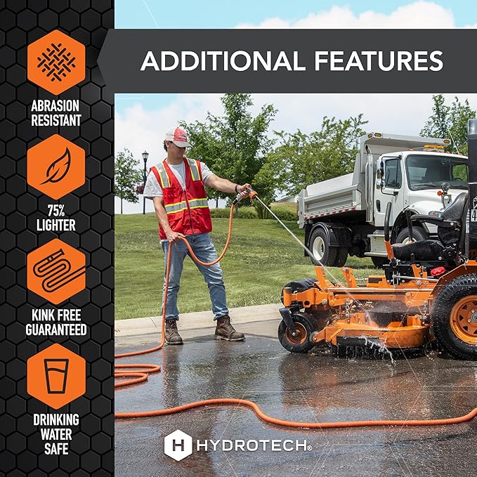 HydroTech 75 ft Expandable Garden Hose - Pro Series, 2x Max Flow, 3/4" No-Kink Flexibility, Lightweight Hose for Lawn, Garden, Car Washing, Deck and Patio Cleaning