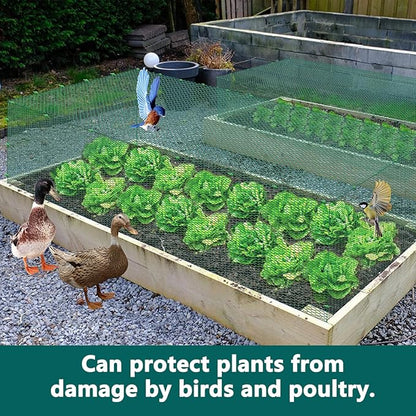 49.2Ft x16In Plant Protectors from Animals - Wire Plant Protector Cages for Outdoor Plants, Free-Cut Metal Mesh Plant Covers Guards Fence, Chicken Wire Cloche with Ground Stakes,Zip Ties
