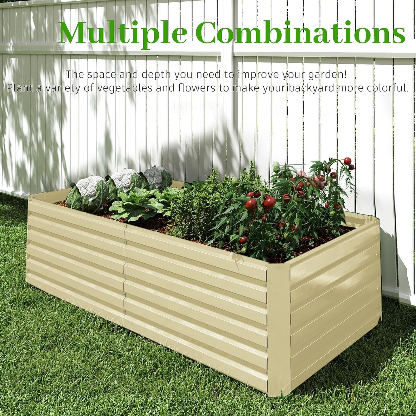 8x4x2 ft Outdoor Raised Garden Bed, Large Metal Planter Raised Beds, Planters for Outdoor Plants for Vegetables, Flowers, Herbs, Fruits, and Succulents.(4 Pcs,Yellow)