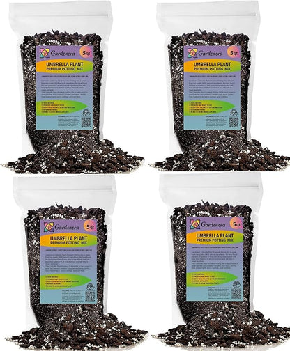 Gardenera Umbrella Plant Premium Potting Mix - 20 Quart - Nourish Your Plants with Nature's Finest Ingredients (4 Bags of 5 QT)