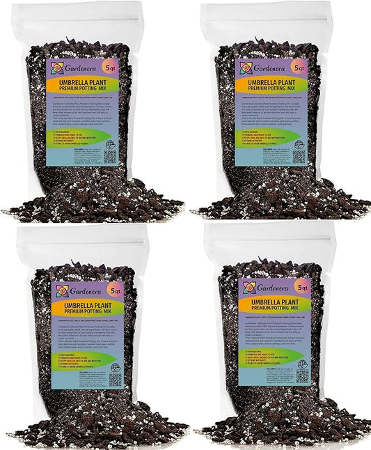 Gardenera Umbrella Plant Premium Potting Mix - 20 Quart - Nourish Your Plants with Nature's Finest Ingredients (4 Bags of 5 QT)