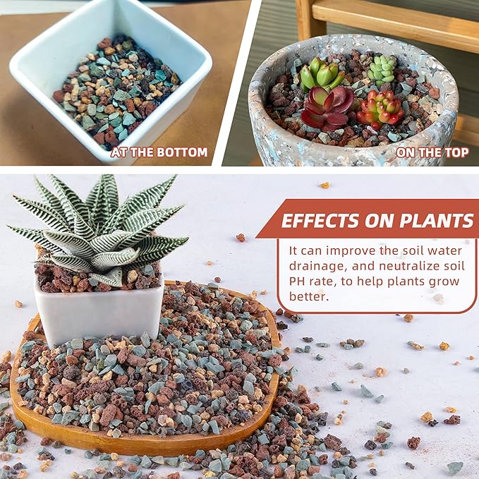 7lb Mix Horticultural Lava Rock Pebbles Pumice Potting Soil Amendment Succulent Cactus Bonsai Gritty Rock Decorative Gravel Plant Drainage Volcanic Rock for Aquarium Fairy Gardening Top Dressing