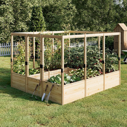 PaPaJet Wooden Raised Garden Bed for Outdoor, 1.6FT Depth Large Planter Box with Netting for Gardening, Vegetables, Flowers, Herbs（7.5× 8.9× 5.9FT）