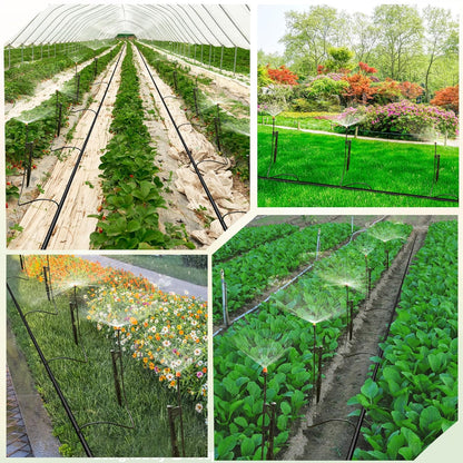 20 Sets 90/180/360 Degree Irrigation Sprinkler Heads with Stake, Drip Micro Spray Emitters with 1/4" Irrigation Tubing on Riser Stake,Micro Spray Sprinkler Stake Assembly for Garden Watering System