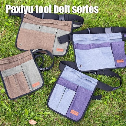 Garden Tool Belt for Men & Women, Denim Slim 4-Pocket Adjustable Garden Apron - Lightweight Utility Belt for Gardening, DIY, Carpenter, Painting, Seamstress, and Crafting Tool Pouch (Purple)