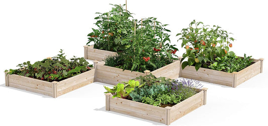 Greenes Fence Original Pine Raised Garden Bed, 80 Sq. Ft. 12' x 12' x 10.5-14" - Made in USA with American Pine