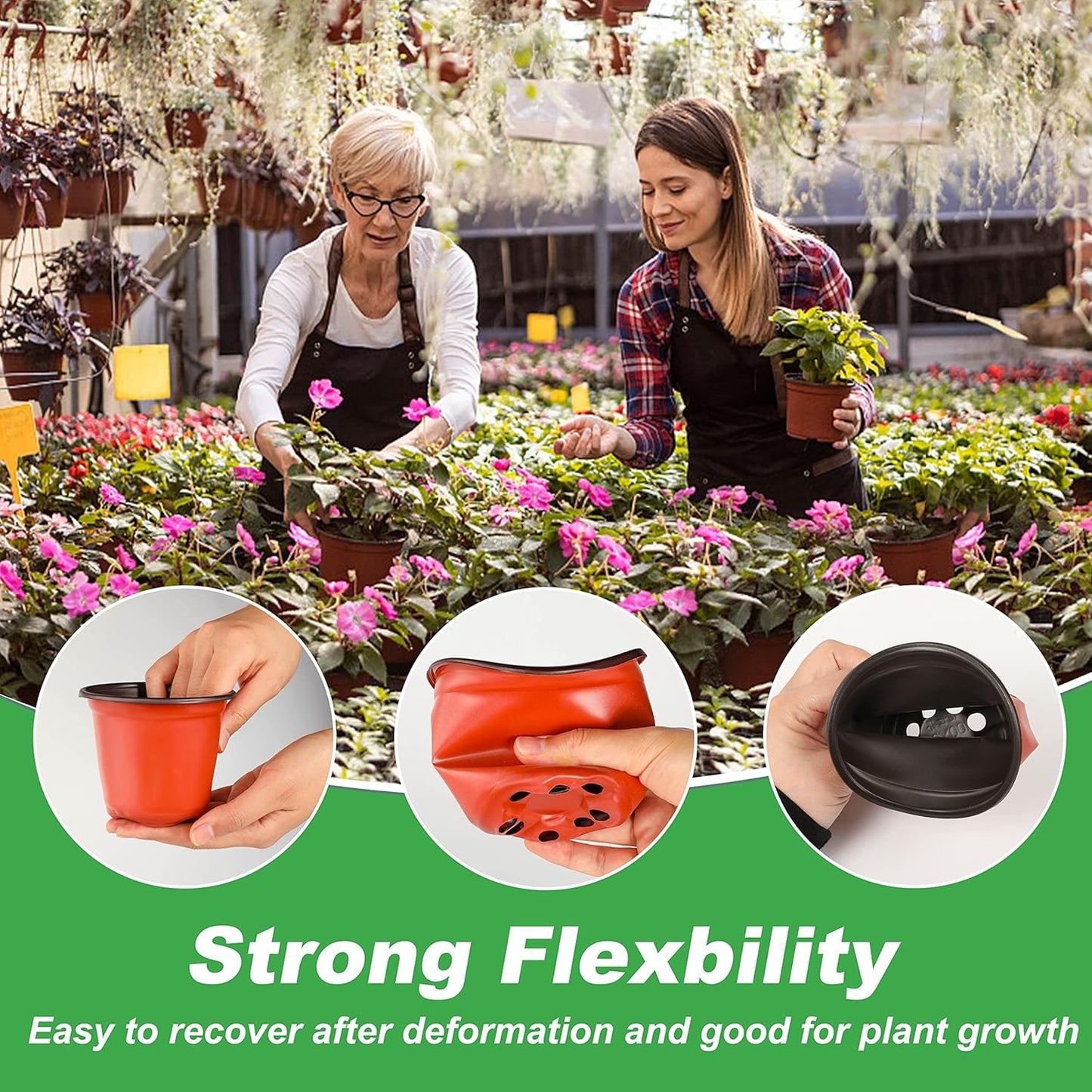 TDHDIKE 4" Small Plastic Plant Pots with 200 Red Seed Starting Pots for Indoor and Outdoor Planting