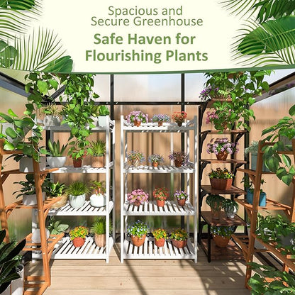 4x6 FT Quick Setup Polycarbonate Greenhouse with Roof Vent, Large Aluminum Walk-in Green House for Outdoor Garden Backyard, Black