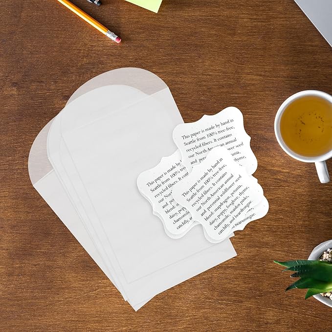 15 Sets of Square Planting Guide with Glassine Envelopes – Perfect for Seed Paper Products, Wedding Favors, and Gift Sets