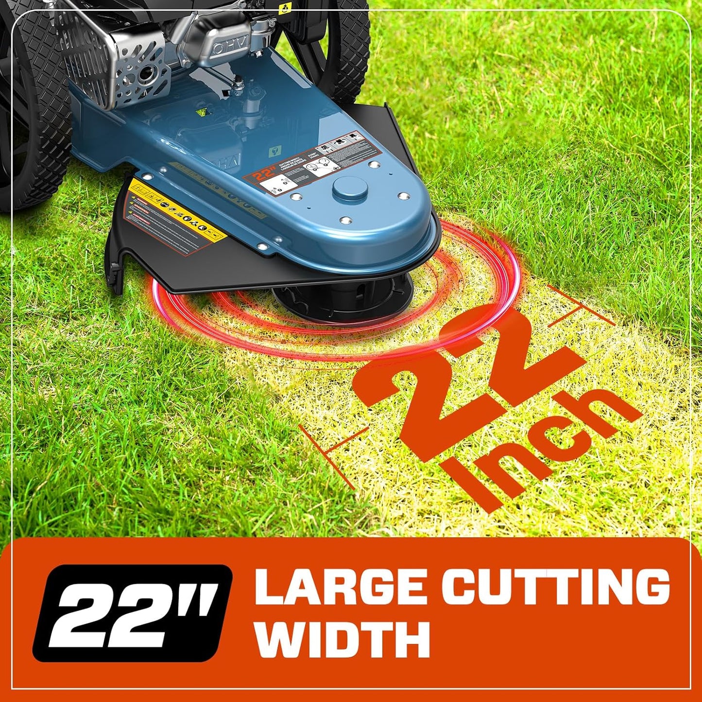 SENIX High Wheel Gas Walk Behind Brush Cutter and String Trimmer, 22-Inch Swatch with .155-Inch Line, 160 cc 4-Cycle Engine, Steel Deck, 14" Rubber Wheels, Adjustable Height (STMG-L)