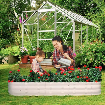 GADI Raised Garden Bed Kit for Vegetables Flower Galvanized Metal Planter Boxs Designed for Easy DIY and Cleaning Not Twist Or Rot (Milky White)