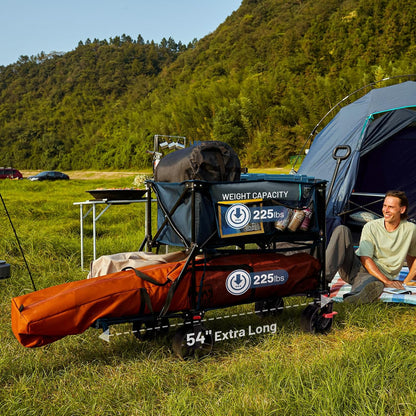 TIMBER RIDGE 400L Large Capacity Folding Double Decker Wagon with Brakes, 54" Extra Long Extender Wagon Cart, 450lbs Heavy Duty Collapsible Cart, All-Terrain Big Wheels for Camping, Sports, Shopping