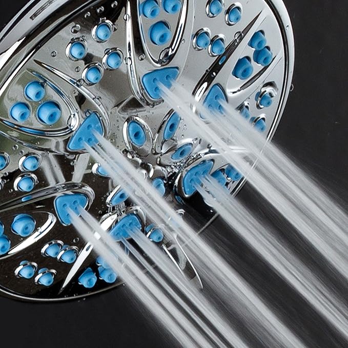 AquaDance 5514 Antimicrobial/Anti-Clog High-Pressure 6-Setting Hand with Microban Nozzle Protection from Growth of Mold, Mildew & Bacteria for Stronger Shower! 4" Wave Blue – 1.8 GPM