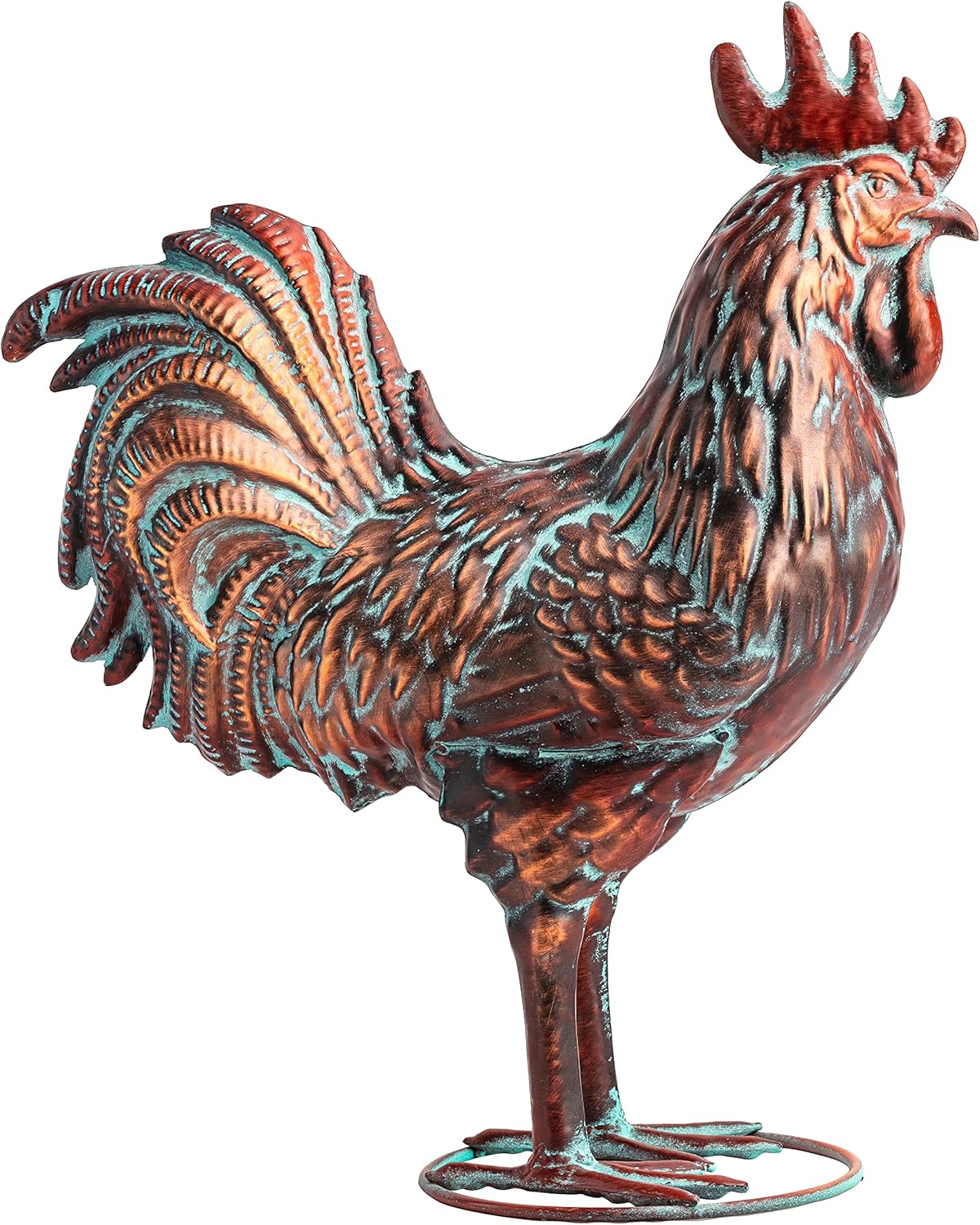 Metal Rooster Statue Garden Yard Decor,15.7"L x 18.8"H Metal Chickens Yard Art, Vintage Outdoor Chicken Rooster Figurine for Backyard Patio Lawn Home Kitchen Decorations, Gift for Chicken Lovers