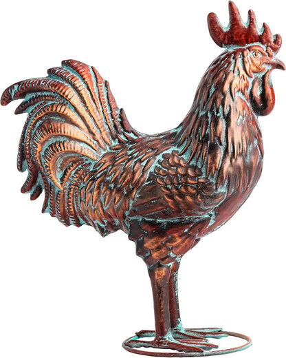 Metal Rooster Statue Garden Yard Decor,15.7"L x 18.8"H Metal Chickens Yard Art, Vintage Outdoor Chicken Rooster Figurine for Backyard Patio Lawn Home Kitchen Decorations, Gift for Chicken Lovers
