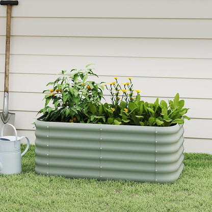 DDK Galvanized Raised Garden Bed, Outdoor Planter Bed, 4x2x1.5ft Metal Planter Box for Gardening and Planting,LG