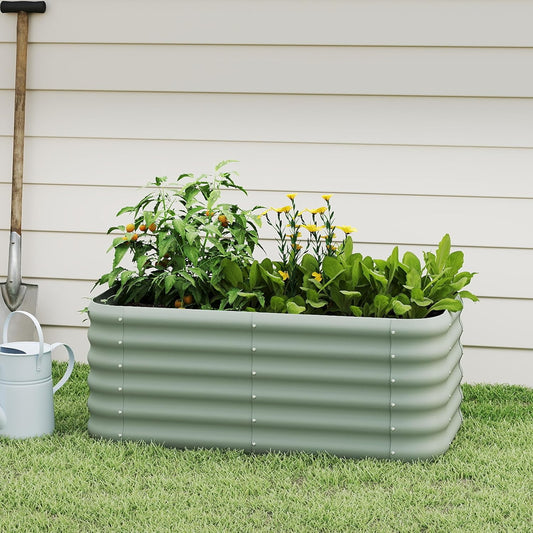 DDK Galvanized Raised Garden Bed, Outdoor Planter Bed, 4x2x1.5ft Metal Planter Box for Gardening and Planting,LG