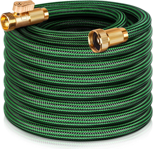 NON-EXPANDABLE Garden Hose 50 ft, Heavy Duty Flexible Water Hose, Kink Resistant Lightweight Hybrid Hose with Durable Fabric Skin, Leakproof Hose Male to Female Fittings