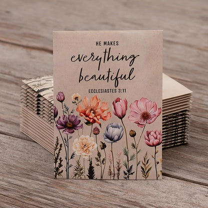 He Makes Everything Beautiful - Pollinator Wildflower Mix Seed Packets - 25 Seed Packs - Perfect Eco-Friendly Gift for Gardeners & Friends - Non GMO Seeds