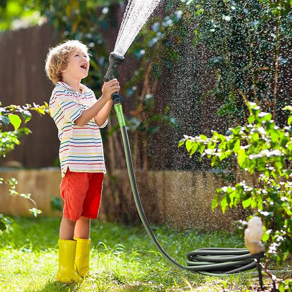 WORKPRO Garden Hose 5/8 IN x 50 FT, Heavy Duty, Flexible and Lightweight Water Hose with Rotary Handle, 3/4" GHT Solid Brass Fittings, for All-weather Outdoor, Lawn, Garden & Yard,Car wash