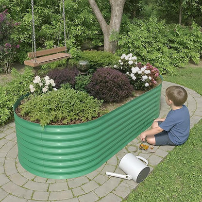 8x4x2 ft Galvanized Raised Garden Bed Outdoor, 24 in Tall Metal Planter Box for Flowers Herbs Vegetables, Rust-Resistant Raised Garden Beds for Gardening, Easy Assembly Outdoor Garden Box & Planters