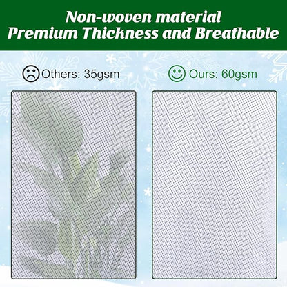 Alpurple 3 Packs Winter Drawstring Plant Covers - 47" X 31.5" Warm Plant Protection Cover Bags, Frost Cloth Blanket Protecting Fruit Tree Potted Plants from Freezing Animals Eating